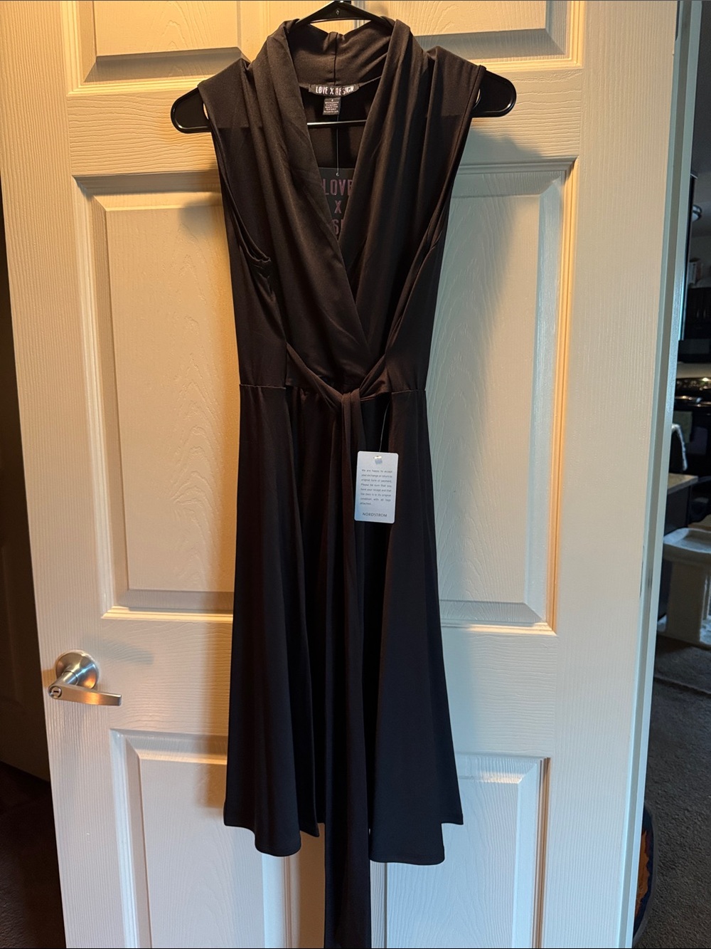 Black Sleeveless Wrap Dress - size S